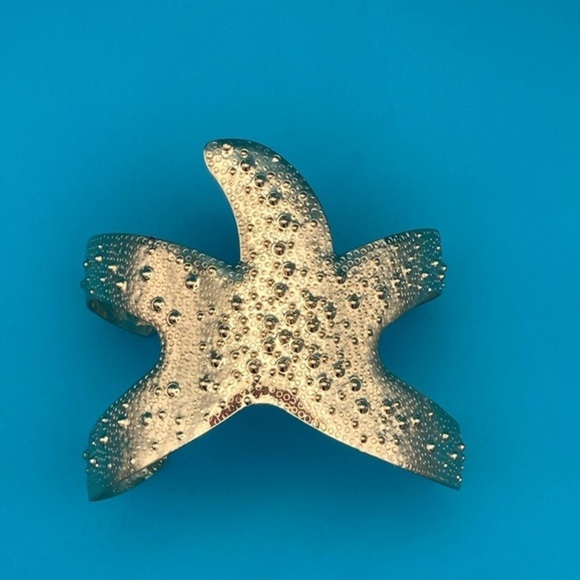 Gold Adjustable Starfish Cuff Bangle & Handmade Starfish Earrings! - Picture 2 of 3